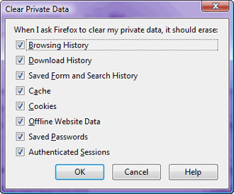 Private data clearing options