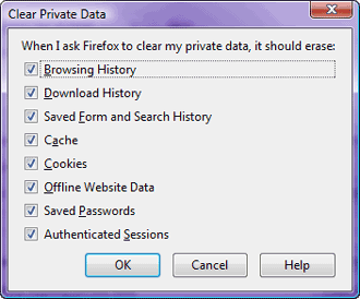 Private data clearing options Private data clearing options