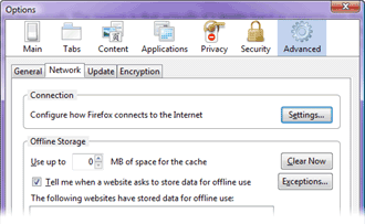 Offline storage cache configuration Offline storage cache configuration
